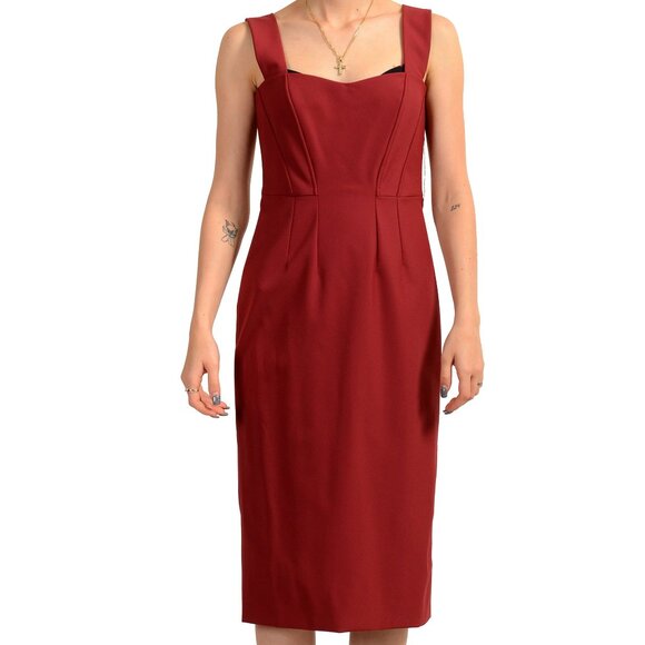 Hugo Boss Women's "Dizena" Burgundy Sleeveless Pencil Dress US S IT 40